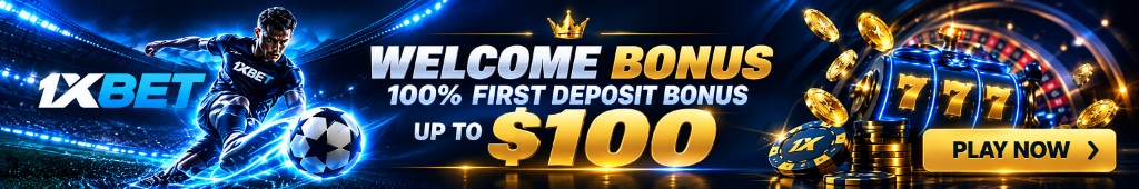 1xBet welcome bonus 100% first deposit up to $100